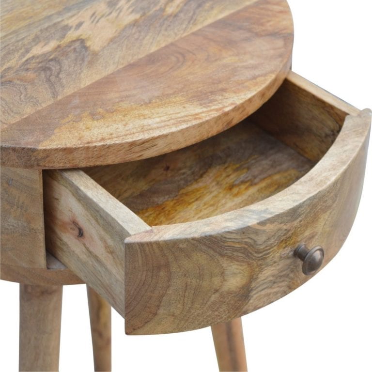 Lucian Solid Wooden Round Lamp Table with Drawer OHI