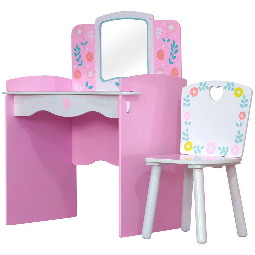 Summer House Kids Pink Dressing Table Set with Matching Chair OHI