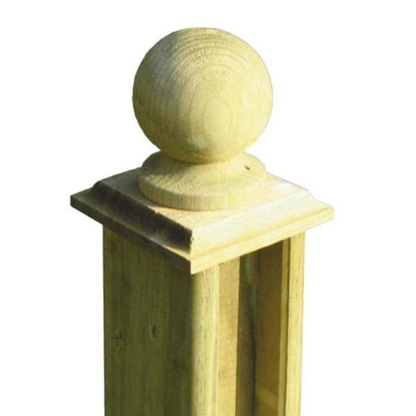 100mm Ball & Collar Fence Post Cap with 125mm Chamfered Post Cap