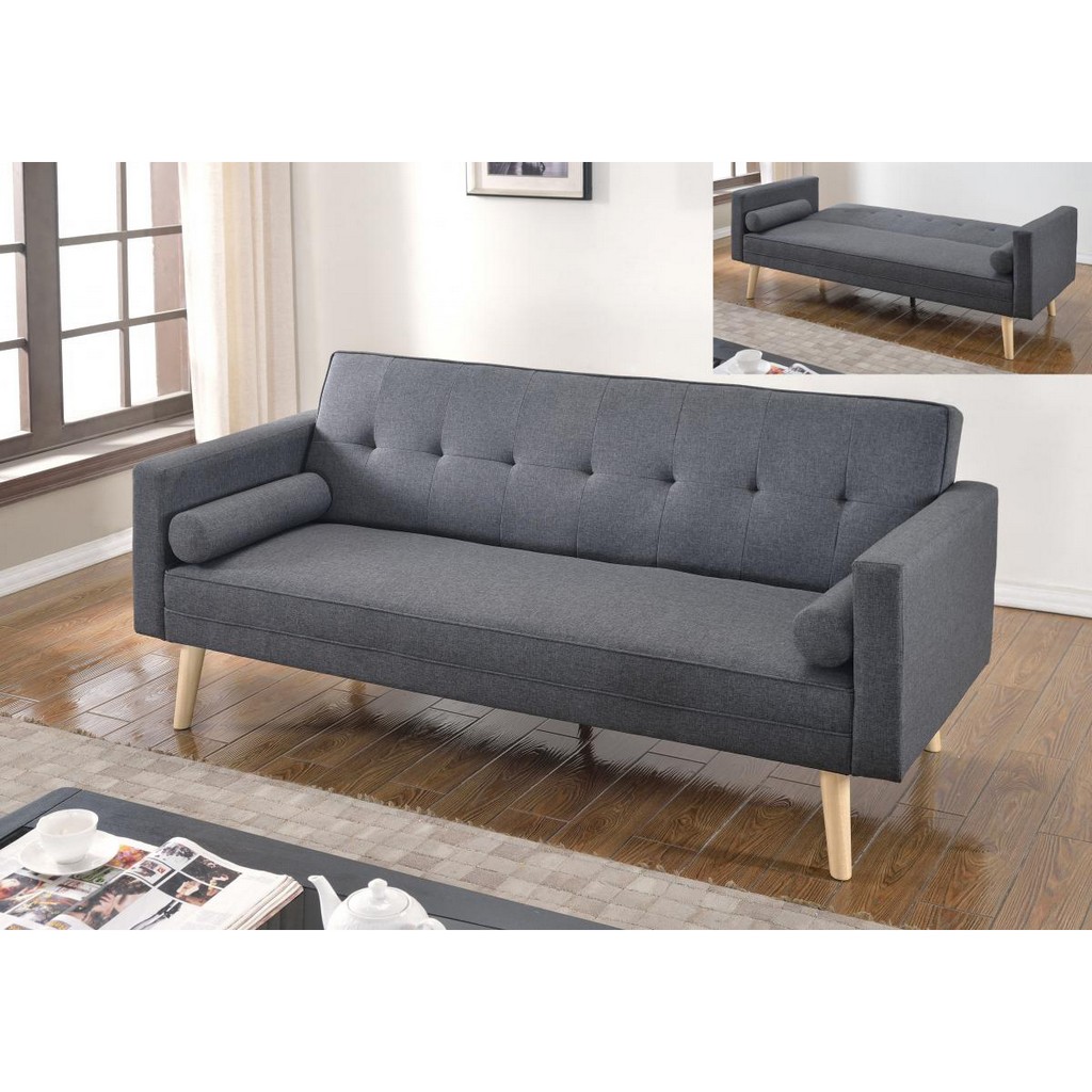 Pinkerton Modern Sofa Bed in Grey Linen Fabric Light or Dark Grey OHI