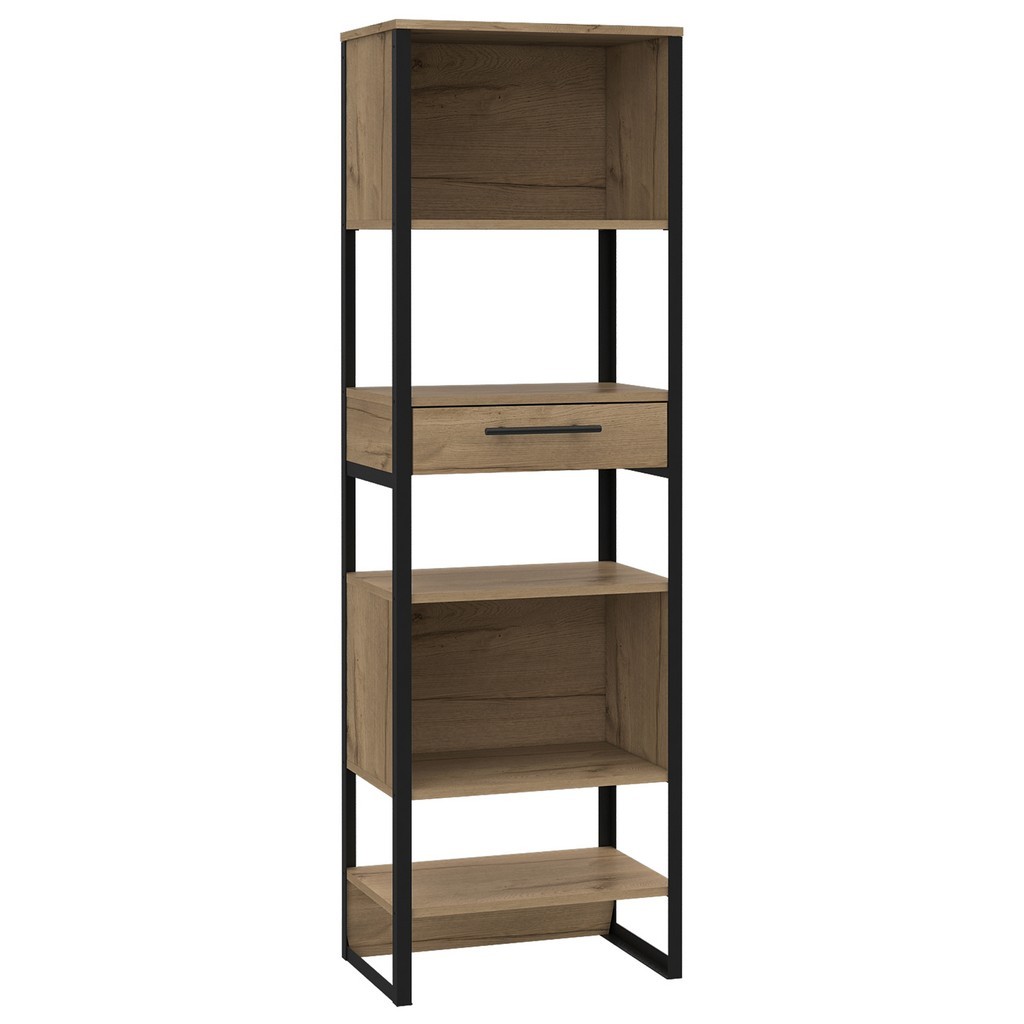 Bel Air Tall Slimline Bookcase Display Unit in a Bleached Pine Wood Finish