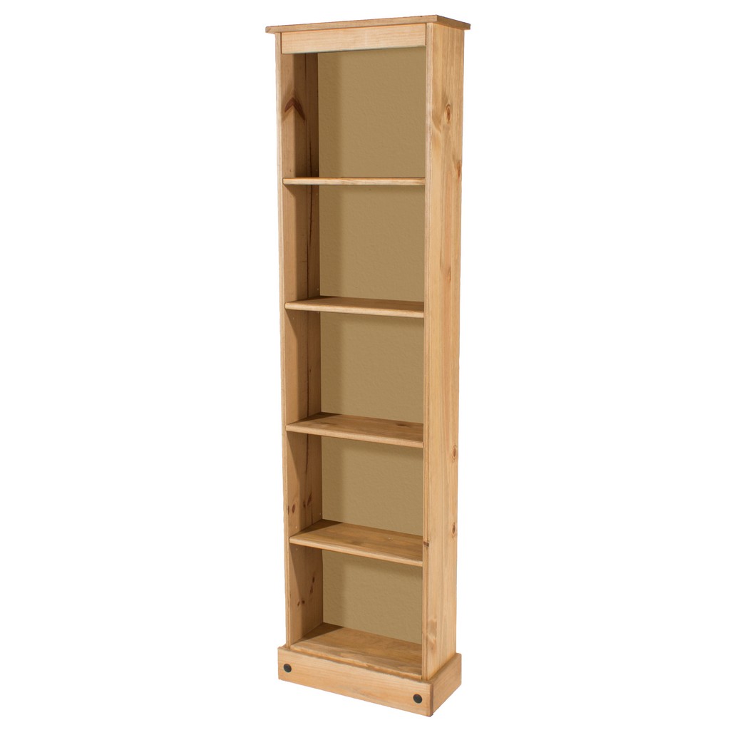 Catrell Solid Pine Wood Tall Slimline Bookcase Display Unit