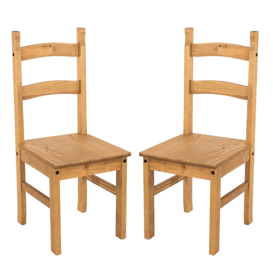Catrell Pair of Classic Solid Pine Wood Kitchen & Dining Chairs