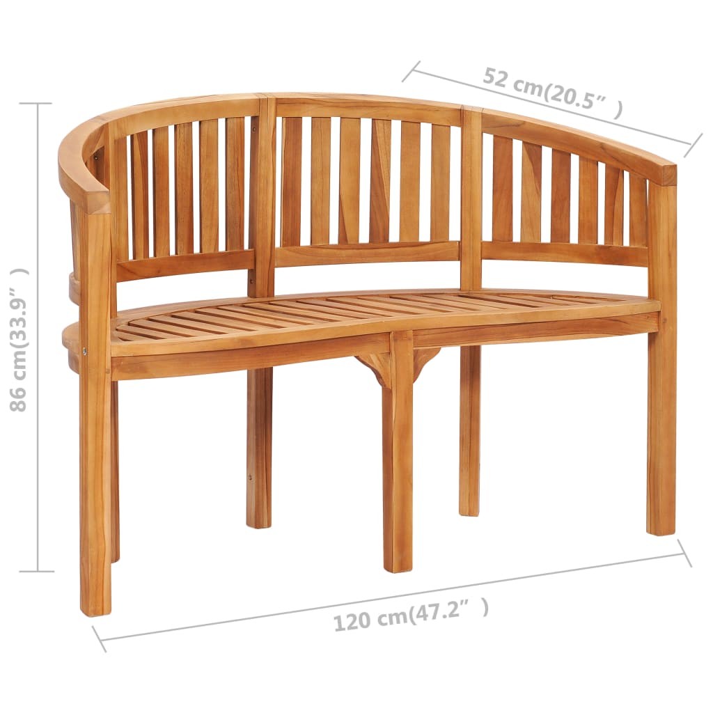 Solid Teak Wood Outdoor Banana Bench Available in a Choice of Sizes