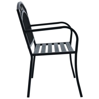 Black Steel Circle Design Outdoor Garden Bench - 125cm