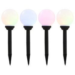 Set of 4 Solar Powered LED Multicoloured Globe Garden Lights