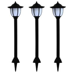 Tall Solar Outdoor Lantern Garden Lights Black - Set of 3