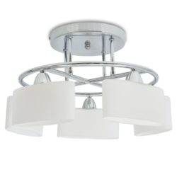 Chrome Effect Ceiling Light with 5 Ellipsoid Glass Shades