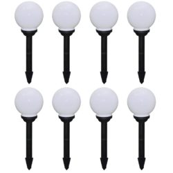 Set of 8 Outdoor Solar LED Pathway Lights with Ground Spikes