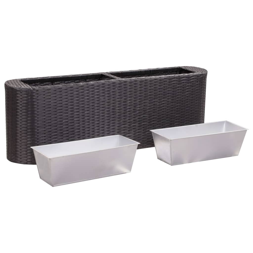 Large Rattan Raised Garden Bed Planter Rounded | Grey or Black